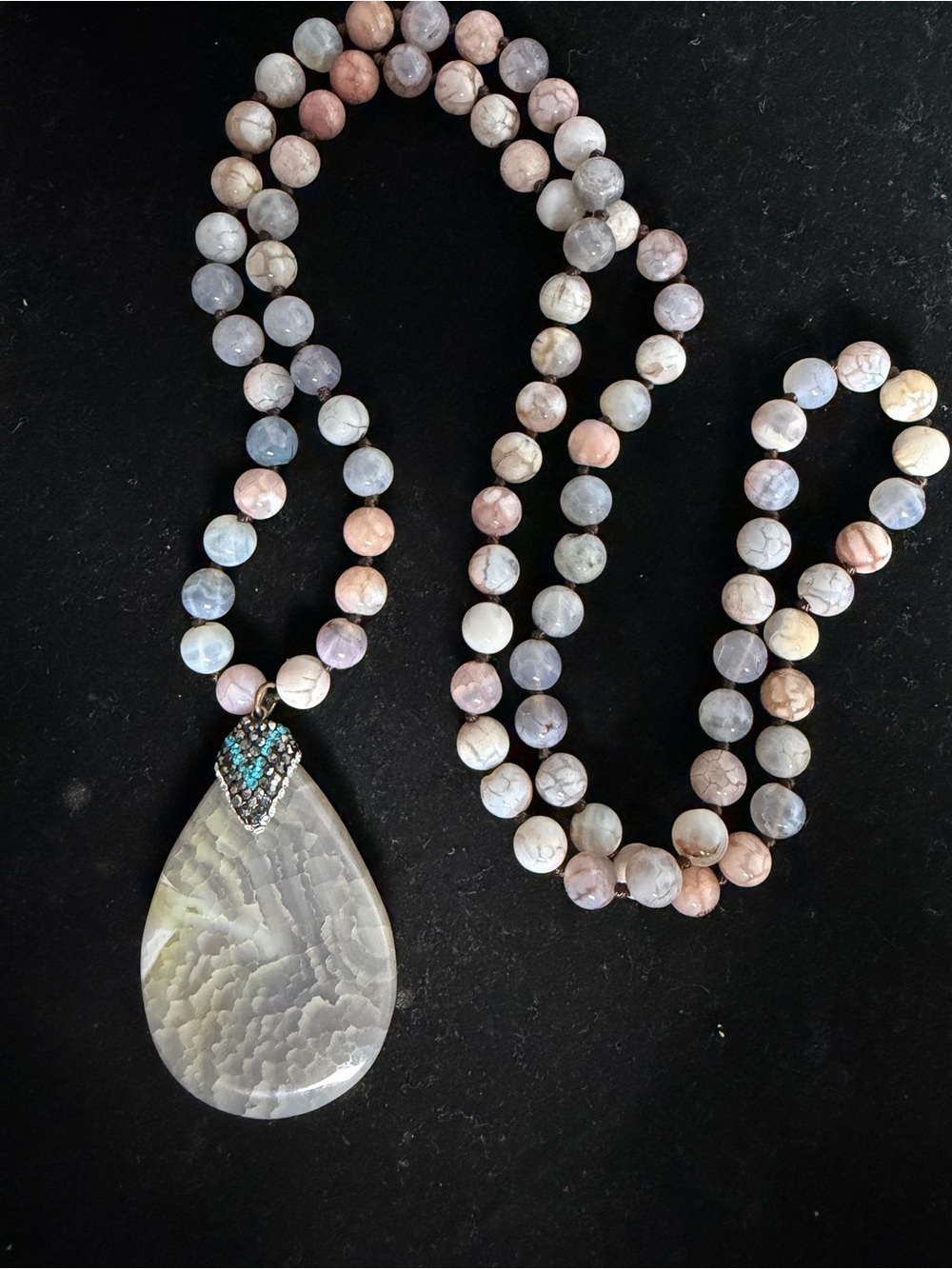 DRAGONS VEIN AGATE NECKLACE 30in 3.7oz!